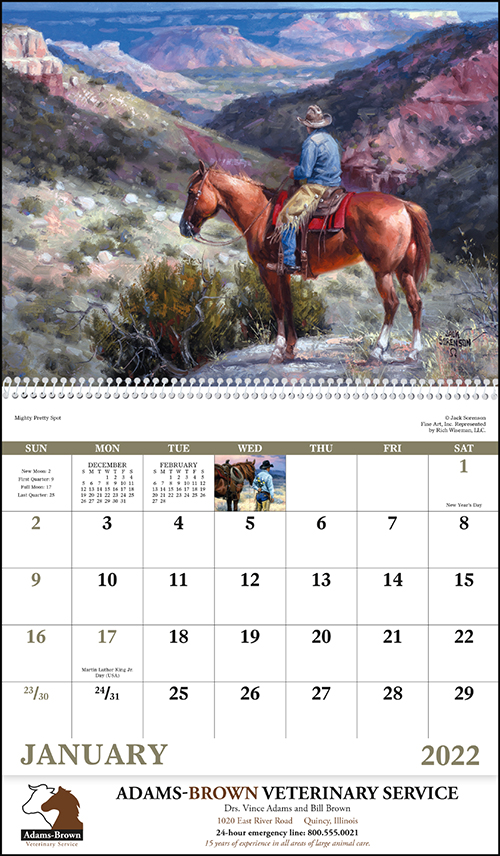 The Western Frontier Spiral Bound Wall Calendar for 2022